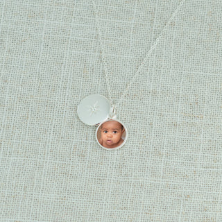 Engravable Sparkle Photo Locket - Sterling Silver